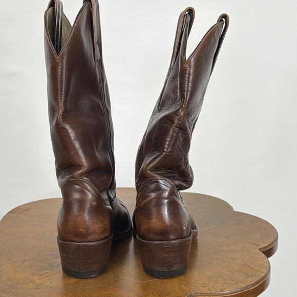 Frye Vintage Brown Leather Western Cowboy Boots Made in USA Men\'s 8.5D Heritage